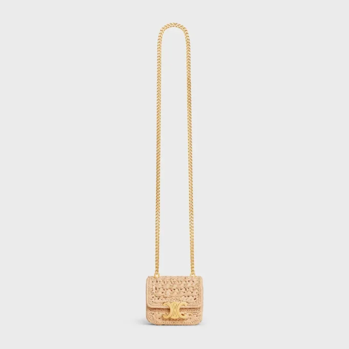 Mini Chain Claude van textiel met raffia-effect