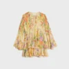 Mini-plooijurk van zijden georgette