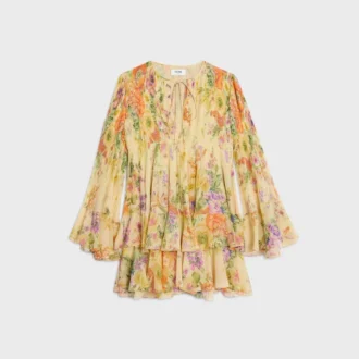 Mini-plooijurk van zijden georgette