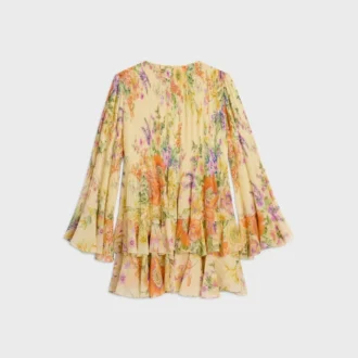 Mini-plooijurk van zijden georgette