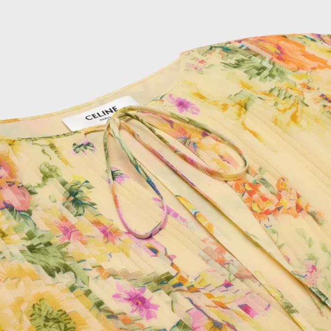 Mini-plooijurk van zijden georgette