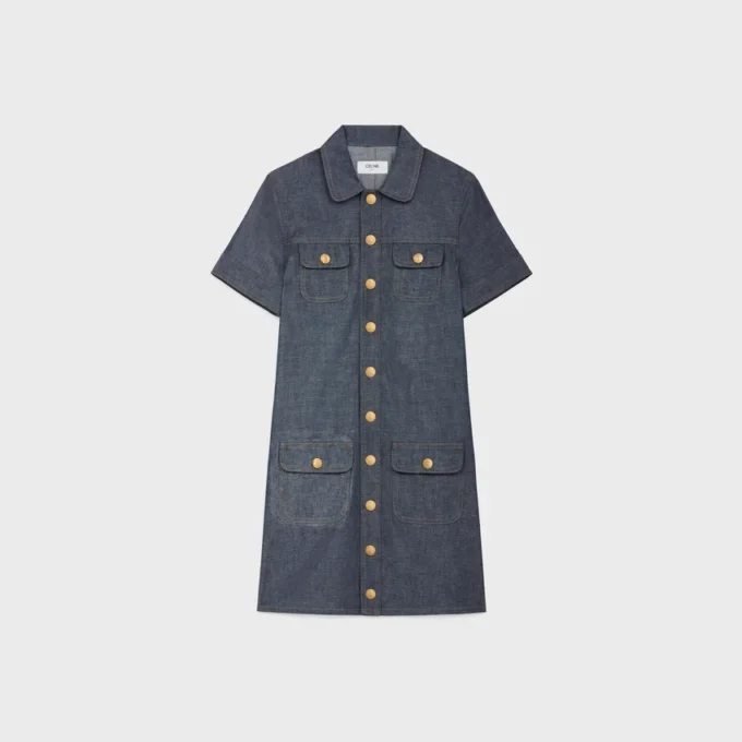 Minijurk van raw wash denim