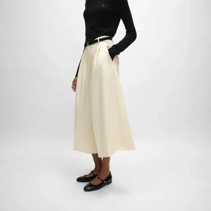 Montauk cropped broek van diagonaal geweven wol