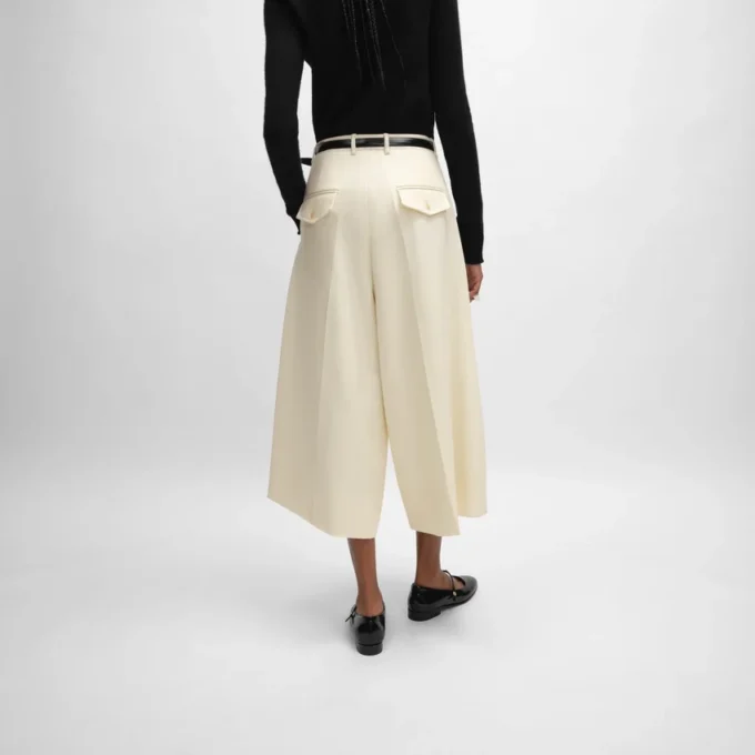 Montauk cropped broek van diagonaal geweven wol
