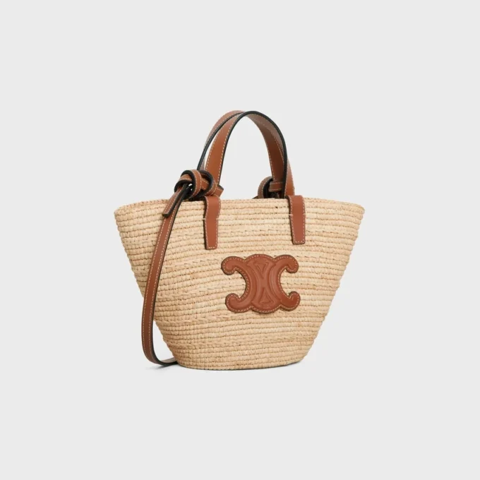 Nano Supple CELINE Classic Panier van raffia en kalfsleer