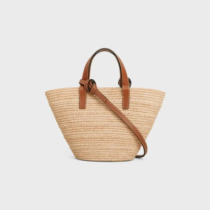 Nano Supple CELINE Classic Panier van raffia en kalfsleer