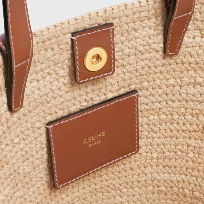Nano Supple CELINE Classic Panier van raffia en kalfsleer