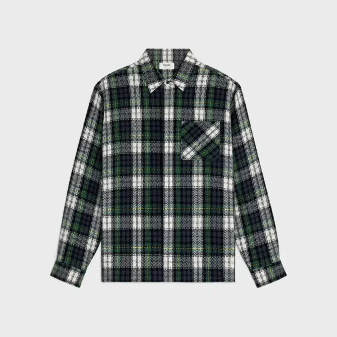 Overshirt van kasjmier met ruitmotief