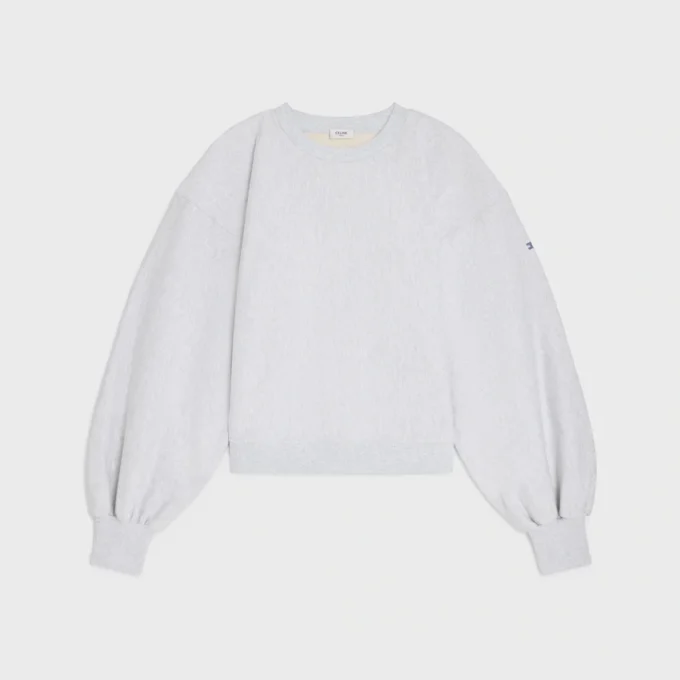 Oversized trui met ronde hals van katoenfleece