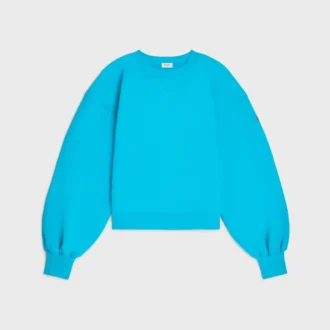 Oversized trui met ronde hals van katoenfleece