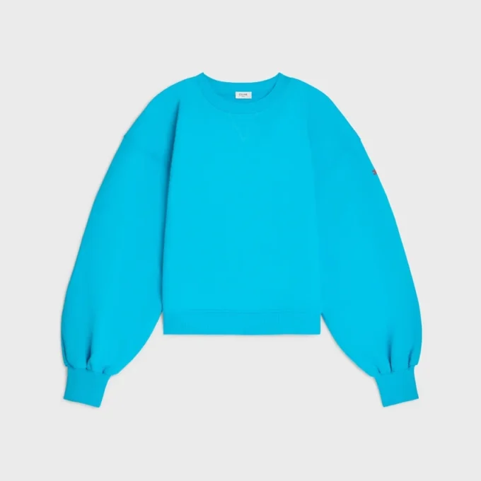 Oversized trui met ronde hals van katoenfleece