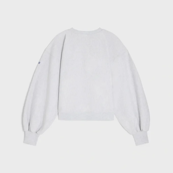 Oversized trui met ronde hals van katoenfleece