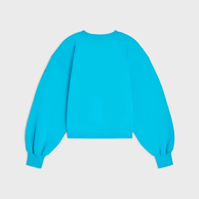 Oversized trui met ronde hals van katoenfleece