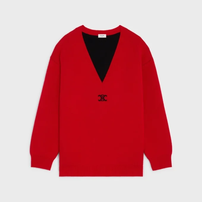 Oversized trui met V-hals van kasjmier