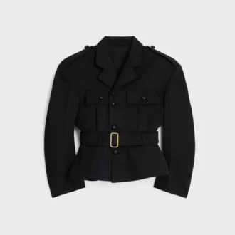 Peplumjasje van wollen gabardine