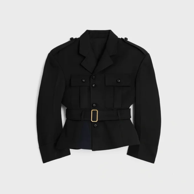 Peplumjasje van wollen gabardine