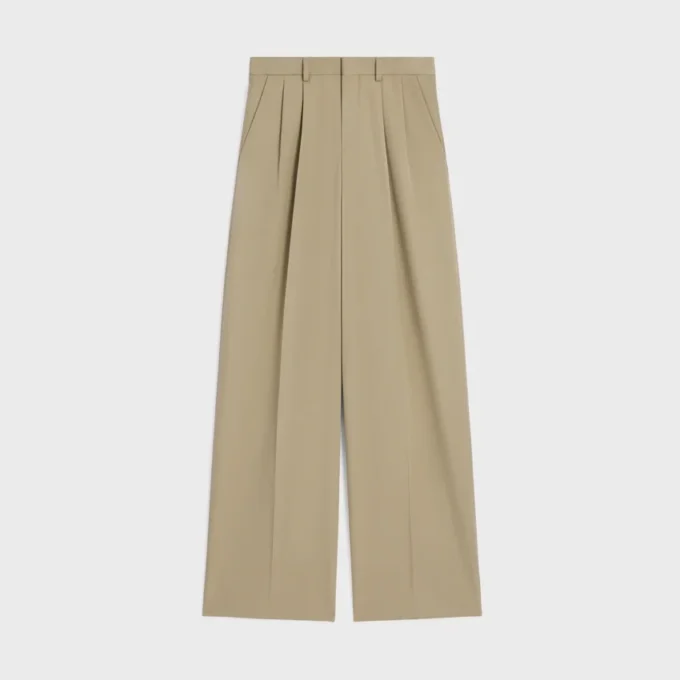 Plissébroek van katoen en wollen gabardine