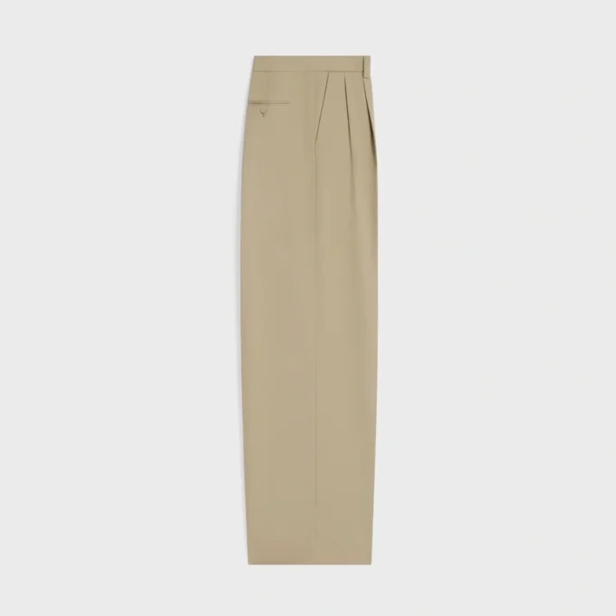 Plissébroek van katoen en wollen gabardine