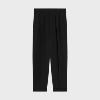 Plissébroek van wollen gabardine