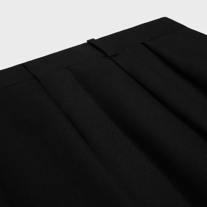 Plissébroek van wollen gabardine