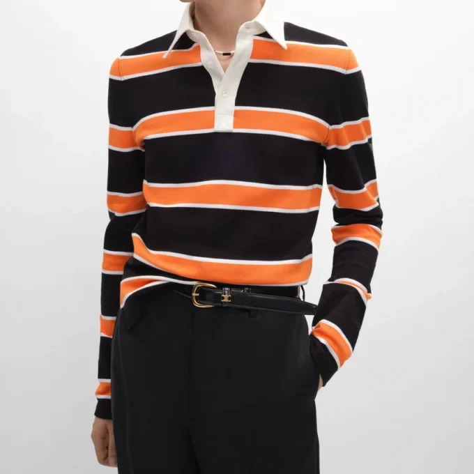 Poloshirt van gestreept katoen jersey