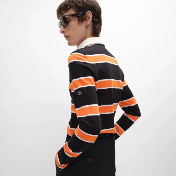 Poloshirt van gestreept katoen jersey