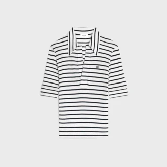Poloshirt van gestreepte zijden jersey