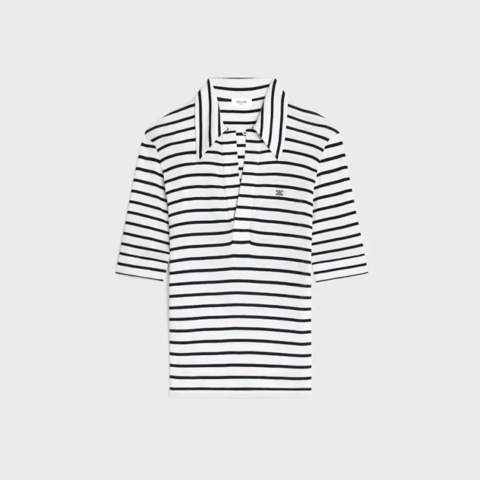 Poloshirt van gestreepte zijden jersey