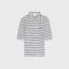 Poloshirt van gestreepte zijden jersey