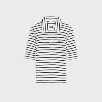 Poloshirt van gestreepte zijden jersey
