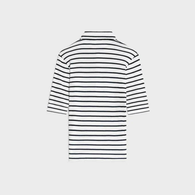 Poloshirt van gestreepte zijden jersey