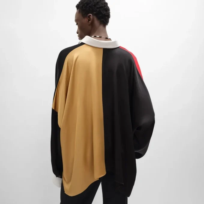 Poloshirt van viscose satijn