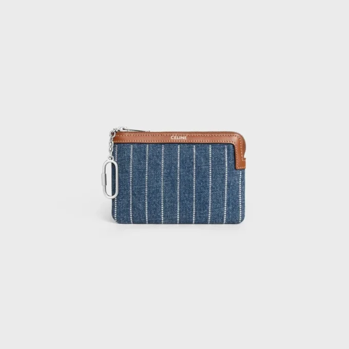 Portemonnee van gestreept denim met strass