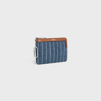 Portemonnee van gestreept denim met strass
