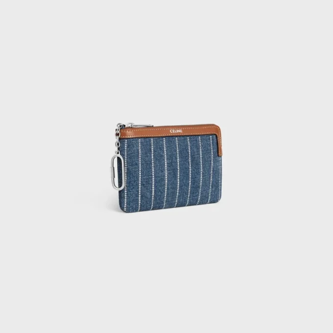Portemonnee van gestreept denim met strass