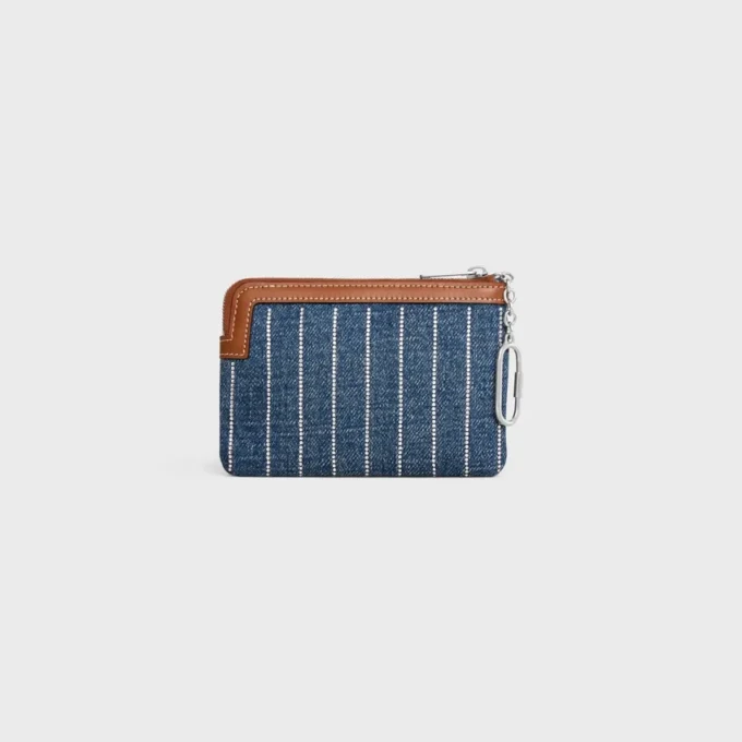 Portemonnee van gestreept denim met strass