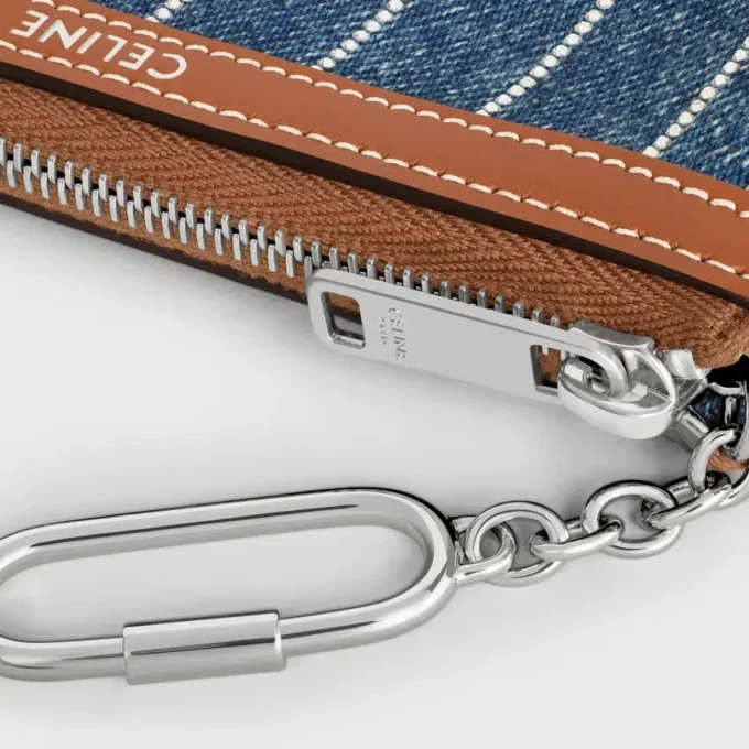 Portemonnee van gestreept denim met strass