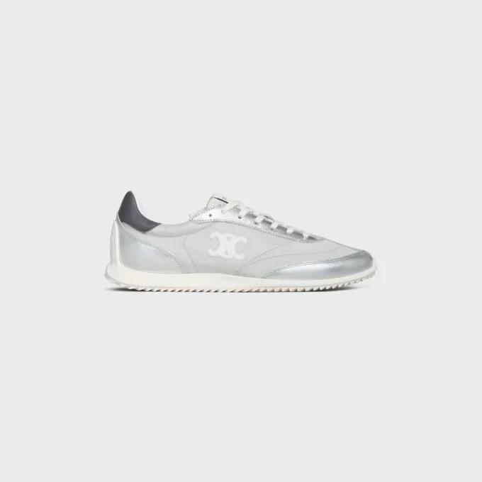 Racer Sneaker van nylon, gelamineerd kalfsleer en kalfsleer