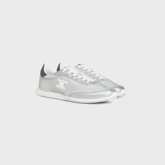 Racer Sneaker van nylon, gelamineerd kalfsleer en kalfsleer