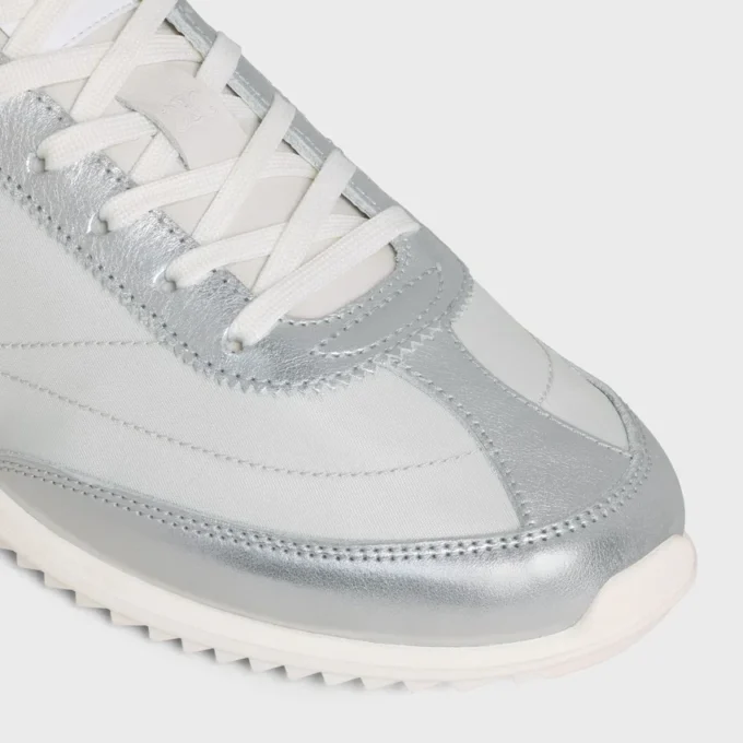 Racer Sneaker van nylon, gelamineerd kalfsleer en kalfsleer