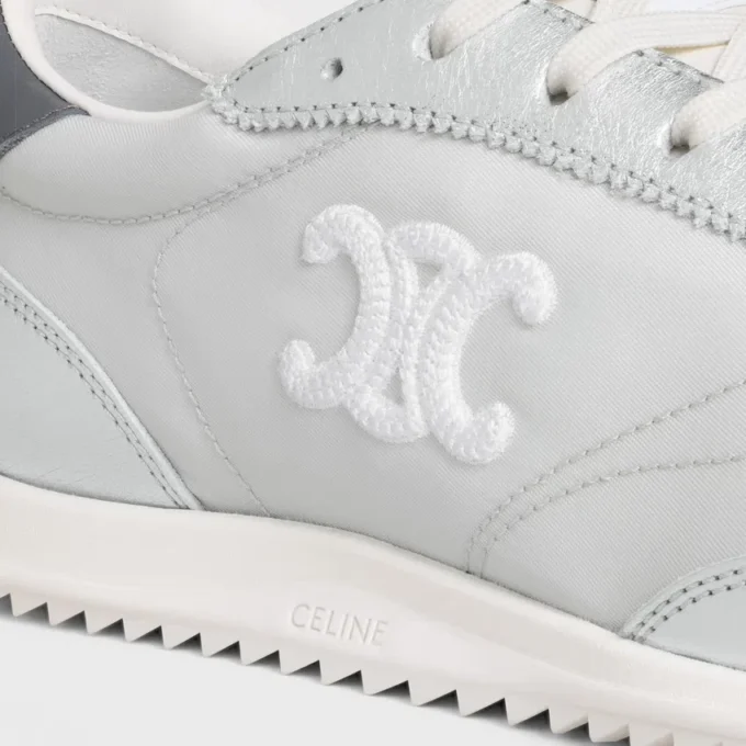 Racer Sneaker van nylon, gelamineerd kalfsleer en kalfsleer