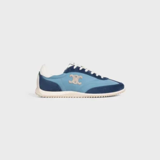 Racer Sneaker van nylon, suède kalfsleer en kalfsleer