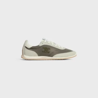 Racer Sneaker van nylon, suède kalfsleer en kalfsleer
