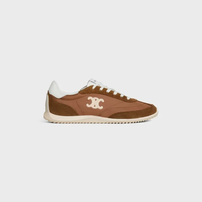 Racer Sneaker van nylon, suède kalfsleer en kalfsleer
