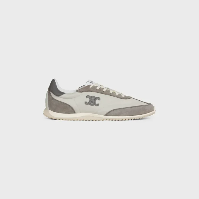 Racer Sneaker van nylon, suède kalfsleer en kalfsleer