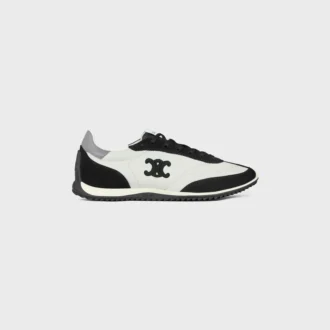 Racer Sneaker van nylon, suède kalfsleer en kalfsleer