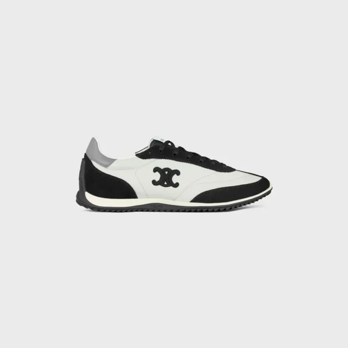 Racer Sneaker van nylon, suède kalfsleer en kalfsleer