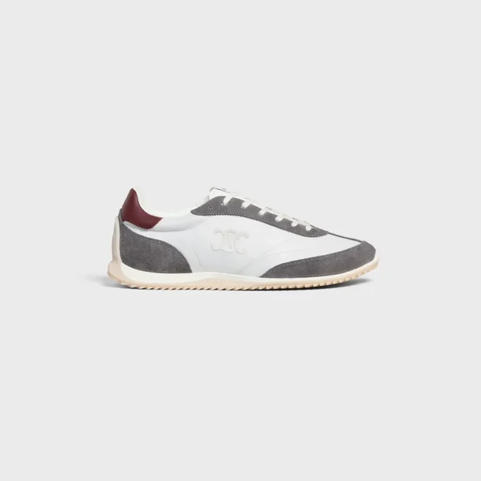 Racer Sneaker van nylon, suède kalfsleer en kalfsleer
