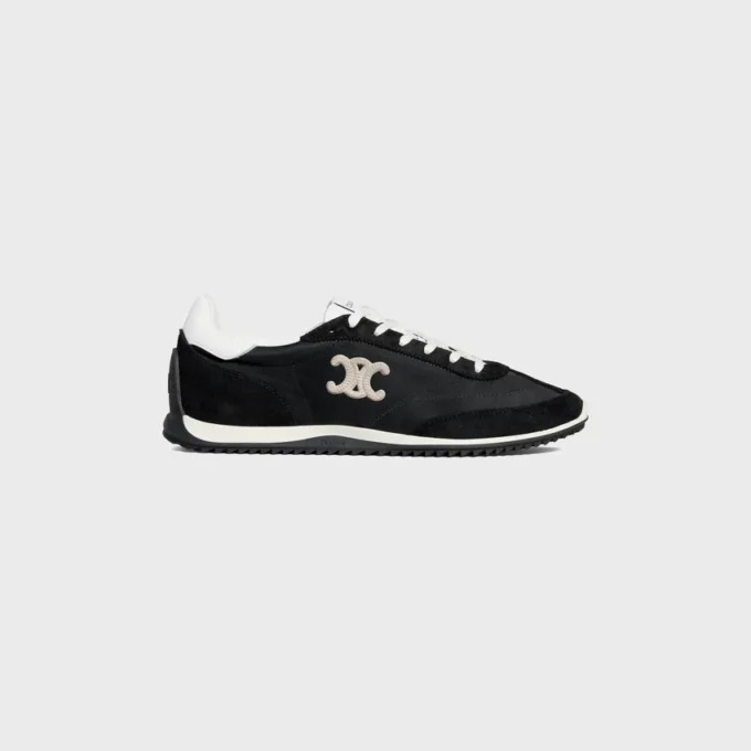 Racer Sneaker van nylon, suède kalfsleer en kalfsleer