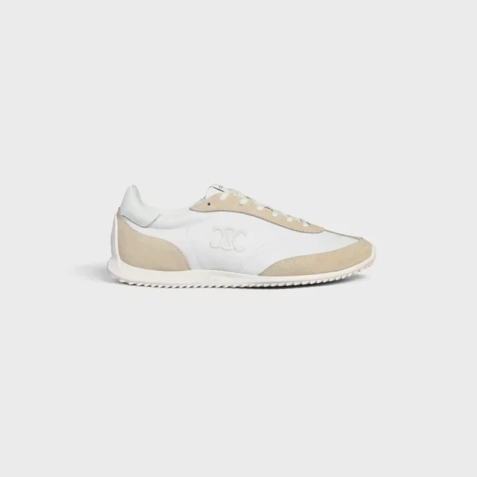Racer Sneaker van nylon, suède kalfsleer en kalfsleer